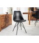 Chaise noir matelassée simili cuir noir / Pieds métal