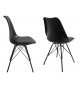 Chaise noir matelassée simili cuir noir / Pieds métal
