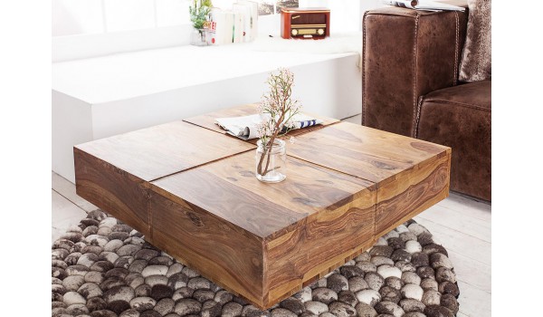 Table basse bois massif / Carrée 80 cm