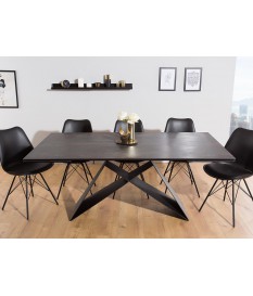 Table Contemporaine gris-lave et pied design noir métal