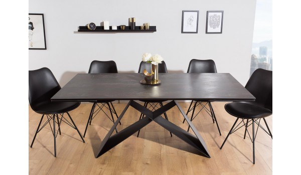 Table Contemporaine gris-lave et pied design noir métal