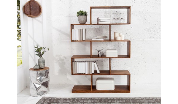 Bibliothèque étagère design en bois massif verni