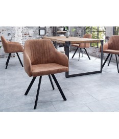 Chaise contemporaine marron / Pieds métal noir