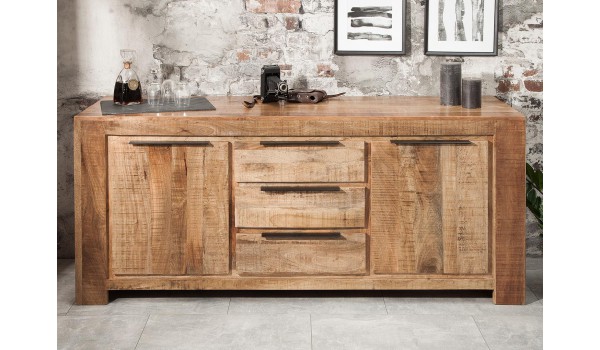 Buffet en bois massif / 2 Portes - 3 Tiroirs