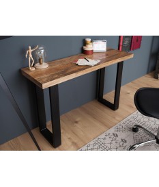 Table console moderne / Bois massif - Piétement métal noir