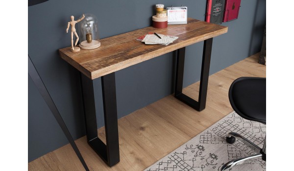 Table console moderne / Bois massif - Piétement métal noir