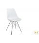 Chaise coque blanche pas cher: Pieds chromé (Lot de 4)