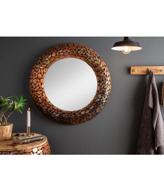 Miroir mural rond : Cadre métal et aluminium cuivré