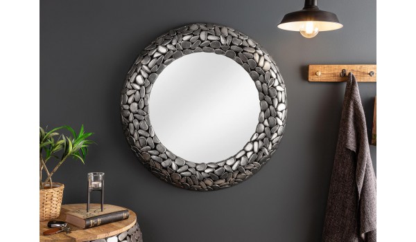 Miroir rond mural : Cadre métal et aluminium argenté