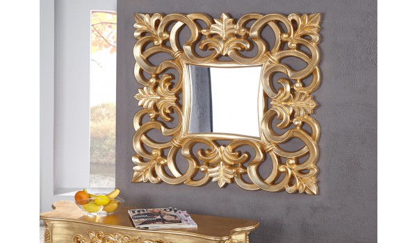 Miroir baroque carré or antique