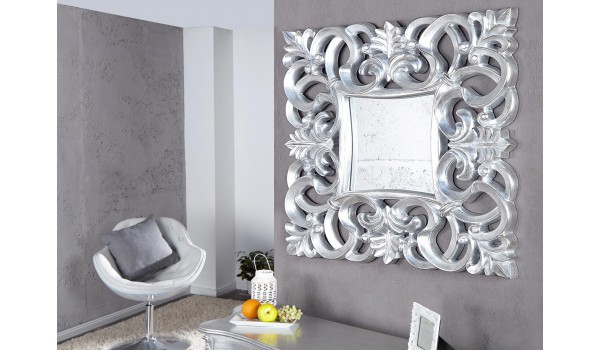 Miroir baroque carré argent antique