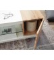 Table basse design blanc laqué et bois