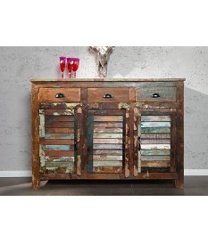 Buffet industriel 3 Portes, 3 tiroirs en bois recyclé