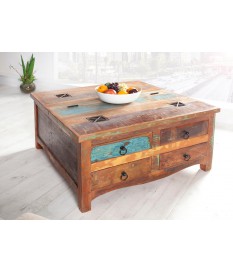 Table basse industriel en bois recyclé