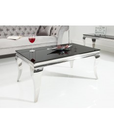 Table basse baroque verre et métal chromé rectangulaire
