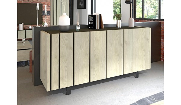 Buffet contemporain 3 portes / Chêne et noir