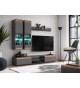 Meuble TV et vitrine mural - Gris/Bois