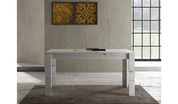 Table déco chêne blanc 160 cm