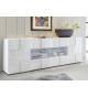 Buffet blanc laqué design - 2 Portes, 4 tiroirs, 2 niches