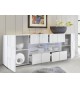 Buffet blanc laqué design - 2 Portes, 4 tiroirs, 2 niches