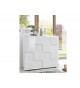 Salon complet blanc laqué - Meuble TV, table basse, commode haute