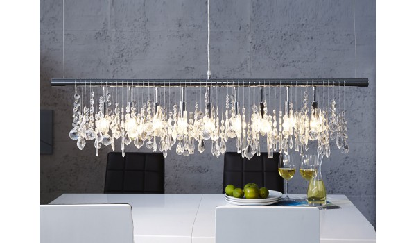 Luminaire suspendu réglable - Cristal & métal chromé