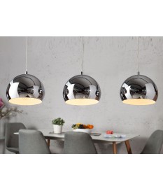 Lampe à suspension 3 boules chromés