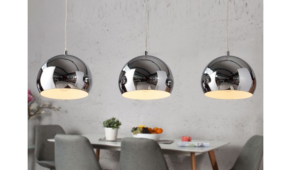 Lampe à suspension 3 boules chromés