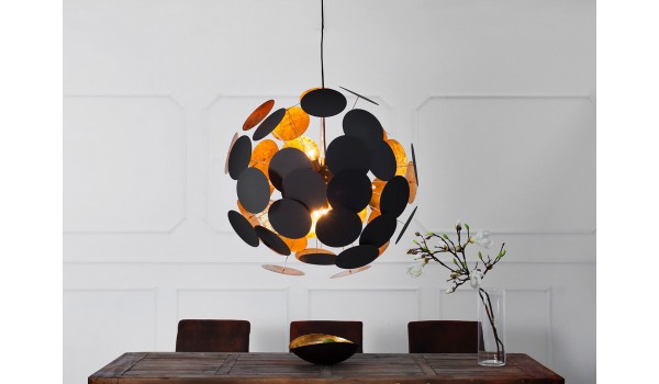 Luminaire design or et noir Ø 70 cm