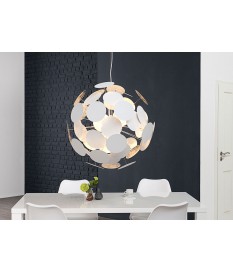 Luminaire design blanc et argent Ø 70 cm