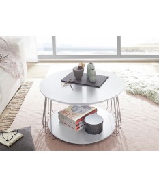 Table basse ronde - Blanche et métal