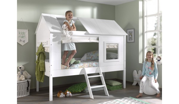 Lit mi-hauteur blanc - Thème "Cabane"