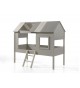Lit mi-hauteur gris-beige - Thème "Cabane"