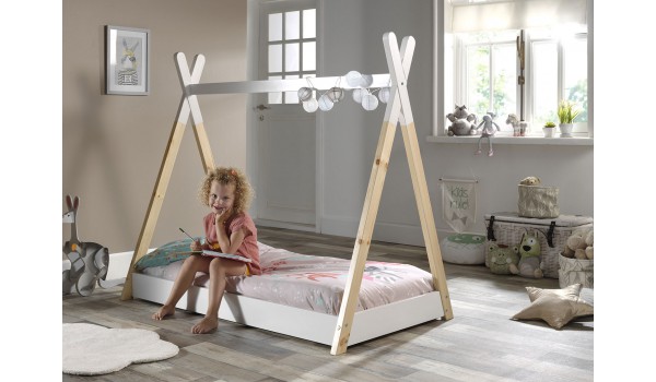 Lit tente tipi blanc - Sommier 70x140 cm