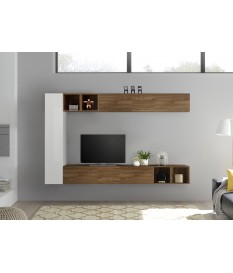 Meuble TV mural blanc et bois