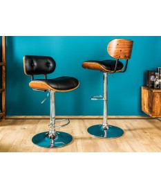 Chaise de bar avec dossier & pied chromé