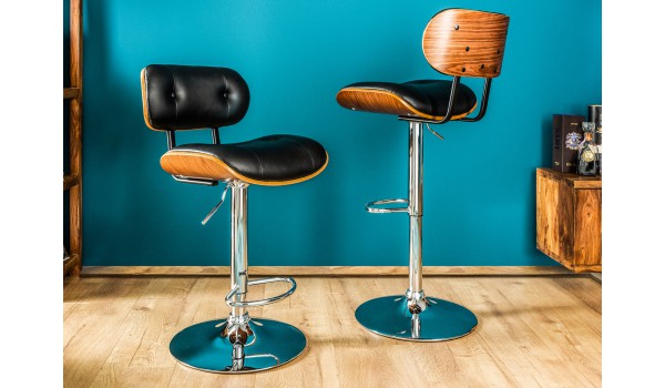 Chaise de bar avec dossier & pied chromé