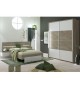 Chambre complète laqué blanche mat et décor Oak endgrain