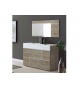 Commode de rangement 3 tiroirs blanche et bois