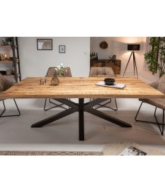 Table 180 cm en bois massif et pied métal noir design