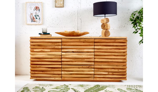 Buffet original en bois massif - 2 portes, 3 tiroirs