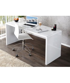 Bureau simple blanc laqué brillant pas cher