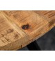 Table ronde en bois massif de manguier et pied métal