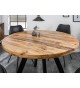 Table ronde en bois massif de manguier et pied métal