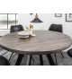 Table ronde en bois de manguier grisé et pied métal