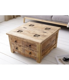 Table carrée en bois de manguier original