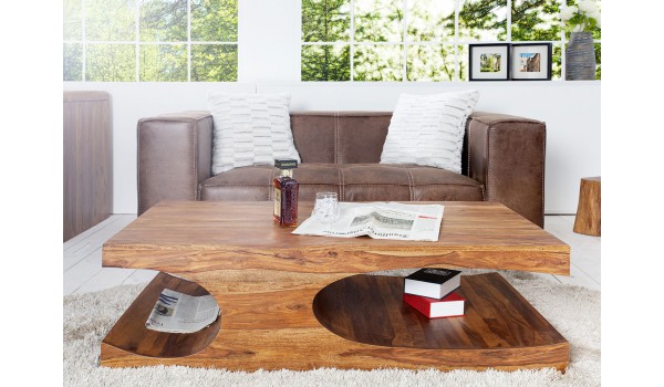 Table basse design en bois de Sesham 120 cm