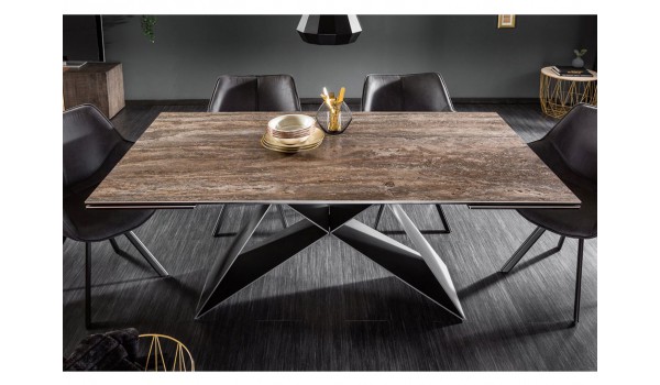 Table contemporaine en céramique - Pied métal noir design