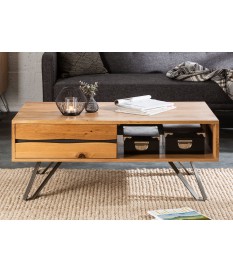 Table basse de salon en bois massif rectangulaire