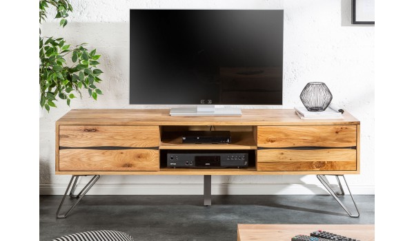 Meuble TV en bois et métal industriel 160 cm